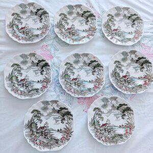 VTG Set of 8 J&G Meakin Olde Avon Dale Plates 7"Salad Dessert App Staffordshire